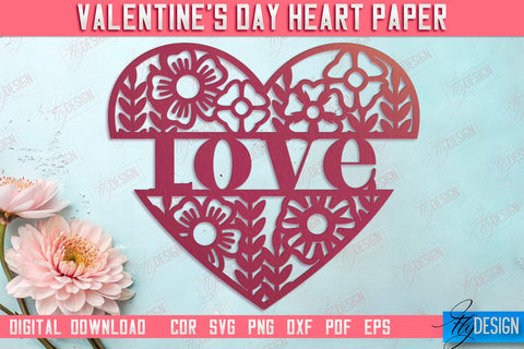 Valentine Cards Bundle | Paper Heart Template | Valentine's Day | Romantic Gift | SVG Files SVG Fly Design 