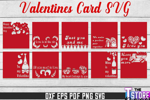 Valentine Cards Bundle | Paper Heart Template | Valentine's Day | Romantic Gift | SVG Files SVG The T Store Design 