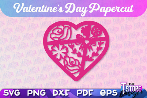 Valentine Cards Bundle | Paper Heart Template | Valentine's Day | Romantic Gift | SVG Files SVG The T Store Design 