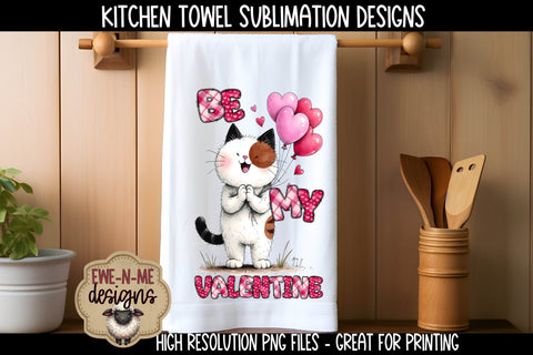 Valentine Cat and Dog Sublimation Kitchen Towel Designs Sublimation Ewe-N-Me Designs 