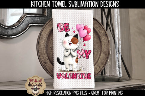 Valentine Cat and Dog Sublimation Kitchen Towel Designs Sublimation Ewe-N-Me Designs 