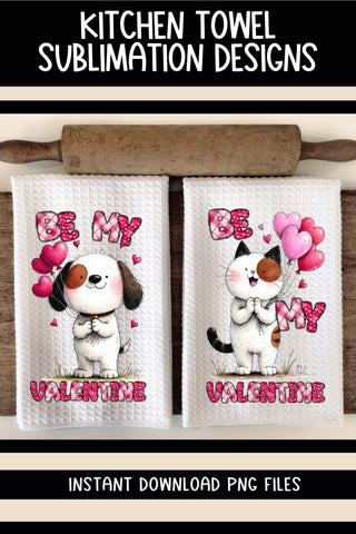 Valentine Cat and Dog Sublimation Kitchen Towel Designs Sublimation Ewe-N-Me Designs 