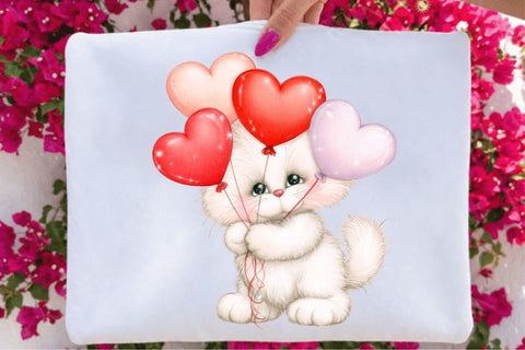 Valentine Cat Clipart Bundle PNG Sublimation SVGArt 