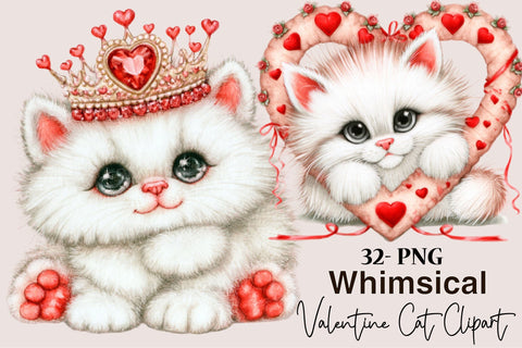 Valentine Cat Clipart Bundle PNG Sublimation SVGArt 