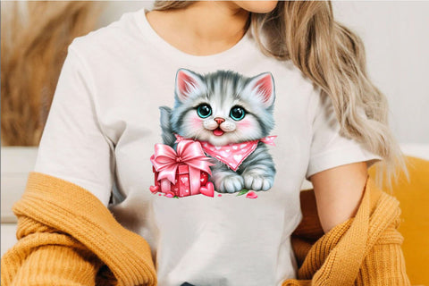 Valentine Cat Clipart PNG Bundle Sublimation SVGArt 