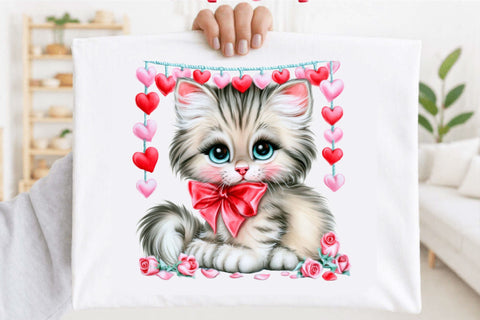 Valentine Cat Clipart PNG Bundle Sublimation SVGArt 