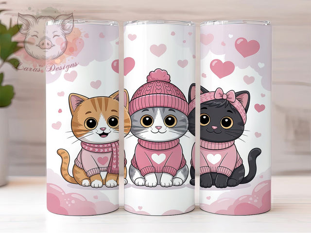 Valentine Cat Cute Kitty Tumbler, Cute Kitty, Love Theme, Sublimation Art, 20oz Tumbler, Romantic Wrap, Festive Design Sublimation Lara' s Designs 