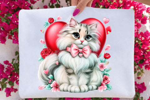 Valentine Cat PNG Clipart Sublimation SVGArt 