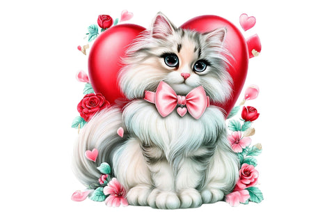 Valentine Cat PNG Clipart Sublimation SVGArt 
