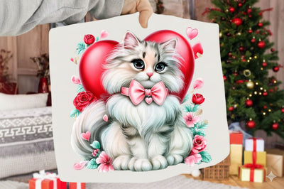 Valentine Cat PNG Clipart Sublimation SVGArt 