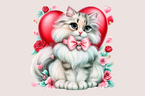 Valentine Cat PNG Clipart Sublimation SVGArt 