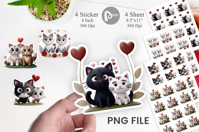 Valentine Cat Sticker Sublimation artnoy 