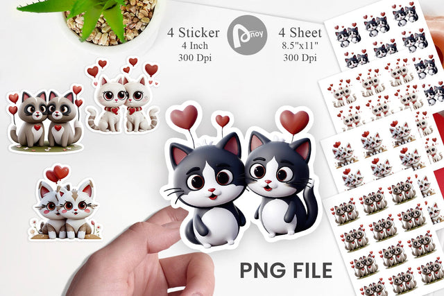 Valentine Cat Sticker Sublimation artnoy 