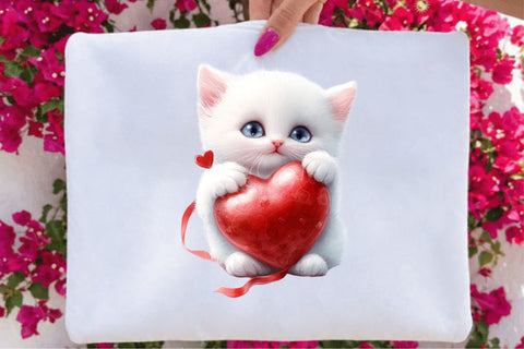 Valentine Cats Clipart PNG Bundle Sublimation SVGArt 