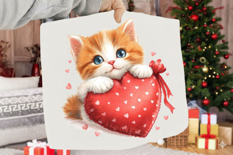 Valentine Cats Clipart PNG Bundle Sublimation SVGArt 
