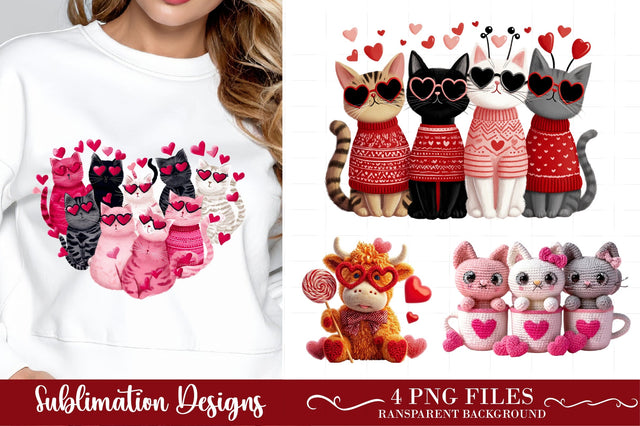Valentine Cats PNG Clipart Sublimation designmaster24 
