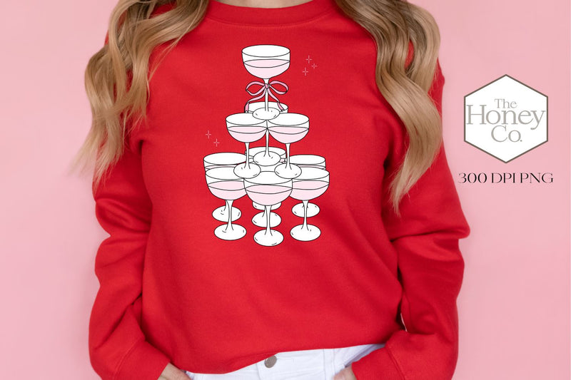 Valentine Champagne Sublimation | Pink Valentine's Day PNG Sublimation The Honey Company 
