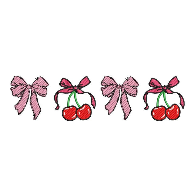 Valentine Cherry and Coquette Bow Embroidery Design, St. Valentine Day Embroidery Design, 3 sizes, Instant Download Embroidery/Applique DESIGNS Nino Nadaraia 