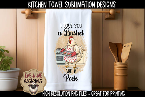 Valentine Chickens Sublimation Kitchen Towel Designs Sublimation Ewe-N-Me Designs 