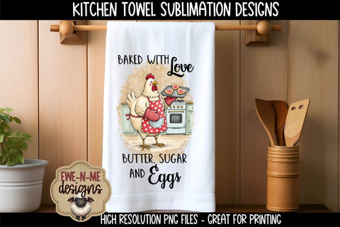 Valentine Chickens Sublimation Kitchen Towel Designs Sublimation Ewe-N-Me Designs 