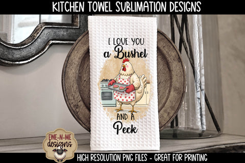 Valentine Chickens Sublimation Kitchen Towel Designs Sublimation Ewe-N-Me Designs 
