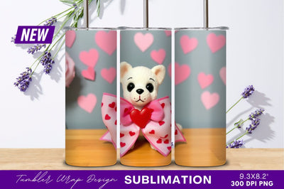 Valentine chihuahua puppy wearing a heart bow Sublimation Regulrcrative 