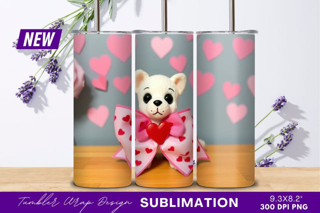 Valentine chihuahua puppy wearing a heart bow Sublimation Regulrcrative 