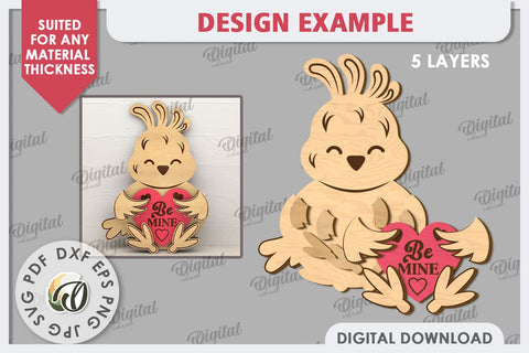 Valentine Chiken with Heart Laser Cut. Cute Animals SVG SVG Evgenyia Guschina 