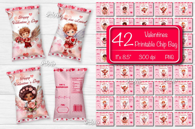Valentine Chip Bag Bundle template Printable party favor Valentine's gift Sublimation Createya Design 
