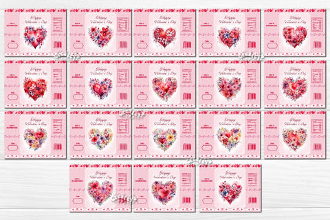 Valentine Chip Bag Bundle template Printable party favor Valentine's gift Watercolor heart PNG Sublimation Createya Design 