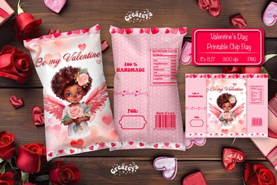 Valentine Chip Bag template Printable party favor Valentine gift Sublimation Createya Design 