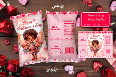 Valentine Chip Bag template Printable party favor Valentine gift Sublimation Createya Design 