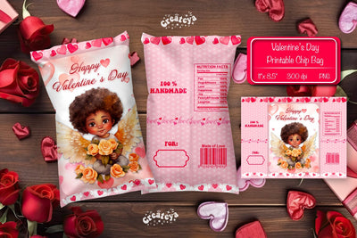 Valentine Chip Bag template Printable party favor Valentine gift Sublimation Createya Design 