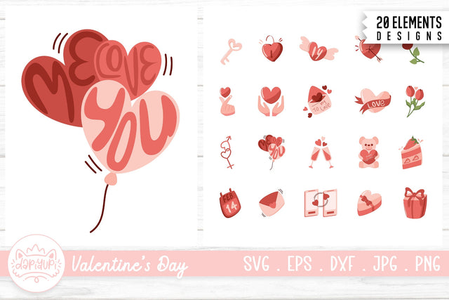 Valentine Clipart Bundle, Pink Valentine SVG dapiyupi store 