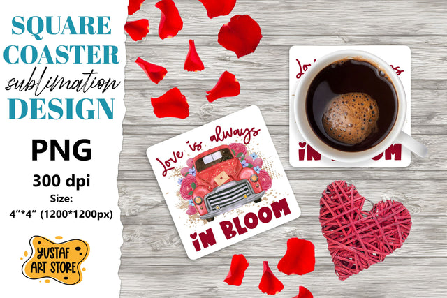 Valentine coaster sublimation.Valentine truck square coaster Sublimation Yustaf Art Store 