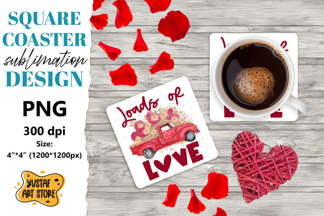 Valentine coaster sublimation.Valentine truck square coaster Sublimation Yustaf Art Store 
