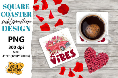 Valentine coaster sublimation.Valentine truck square coaster Sublimation Yustaf Art Store 