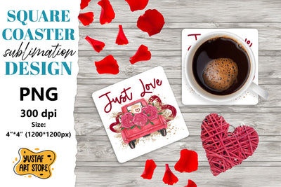 Valentine coaster sublimation.Valentine truck square coaster Sublimation Yustaf Art Store 