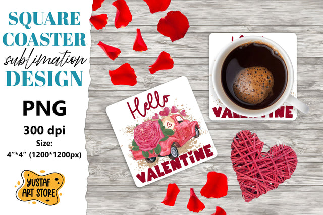 Valentine coaster sublimation.Valentine truck square coaster Sublimation Yustaf Art Store 