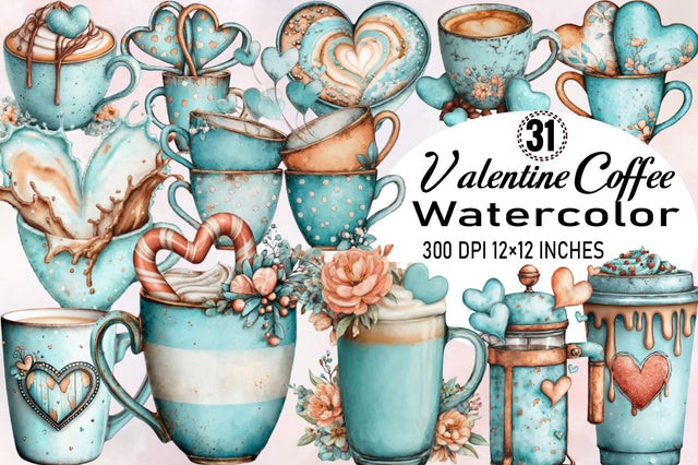 Valentine Coffee Clipart Bundle Sublimation SVGArt 