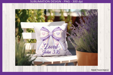 Valentine Coquette Bow, Loved John 3:16 Sublimation Png, Bible Verse, Digital Download Sublimation Keepsake Treasures Designs LLC. 