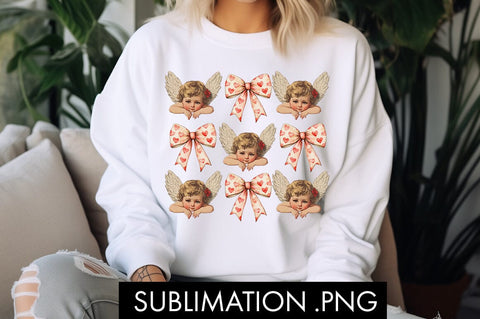Valentine Coquette Heart Bow Angel PNG Sublimation Sublimation Freeling Design House 