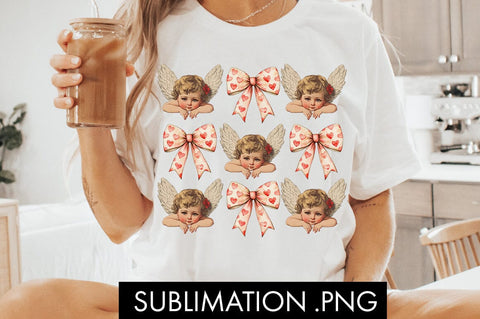 Valentine Coquette Heart Bow Angel PNG Sublimation Sublimation Freeling Design House 