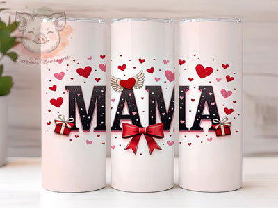 Valentine Coquette Mama 20oz Tumbler, Valentine Coquette Design, 20oz Mama Gift, Sublimation Tumbler Wrap, Cute Mama Tumbler, Valentine’s Day Gift for Mom, Coquette Heart Pattern Sublimation Lara' s Designs 