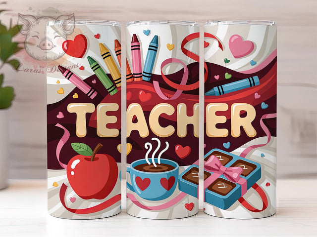 Valentine Coquette Teacher Pink Bow Tumbler Wrap, Valentine Coquette, Romantic Style, Pink Bow, Cute Glam, Classroom Love, Sublimation Design Sublimation Lara' s Designs 