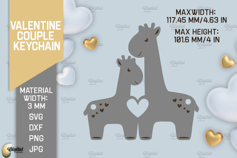 Valentine Couple Keychain Bundle. Animals Keychain Laser Cut SVG Evgenyia Guschina 
