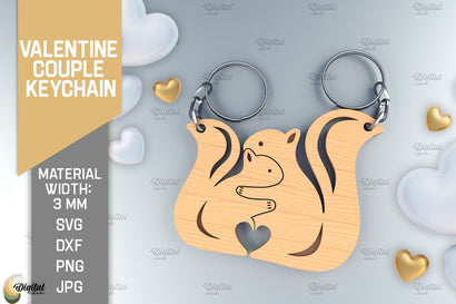 Valentine Couple Keychain. Squirrel Keychain Laser Cut SVG Evgenyia Guschina 