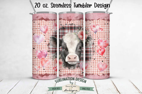 Valentine Cow 20 oz Seamless Tumbler Wrap Design PNG File Sublimation Ewe-N-Me Designs 