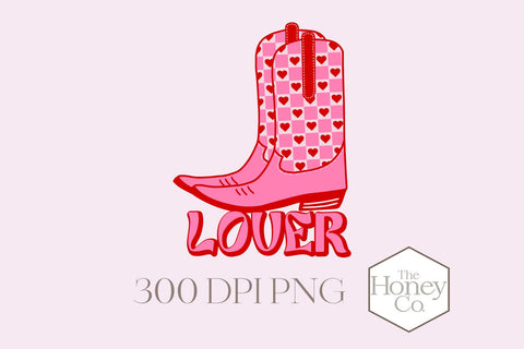 Valentine Cowboy Boot Sublimation | Pink Valentine's Day PNG Sublimation The Honey Company 