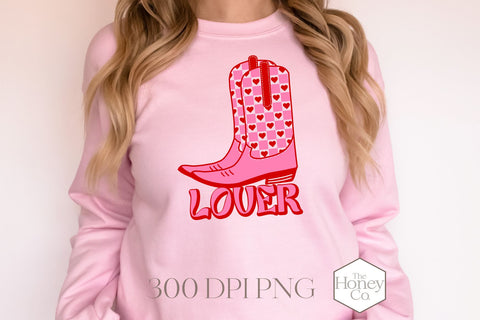 Valentine Cowboy Boot Sublimation | Pink Valentine's Day PNG Sublimation The Honey Company 